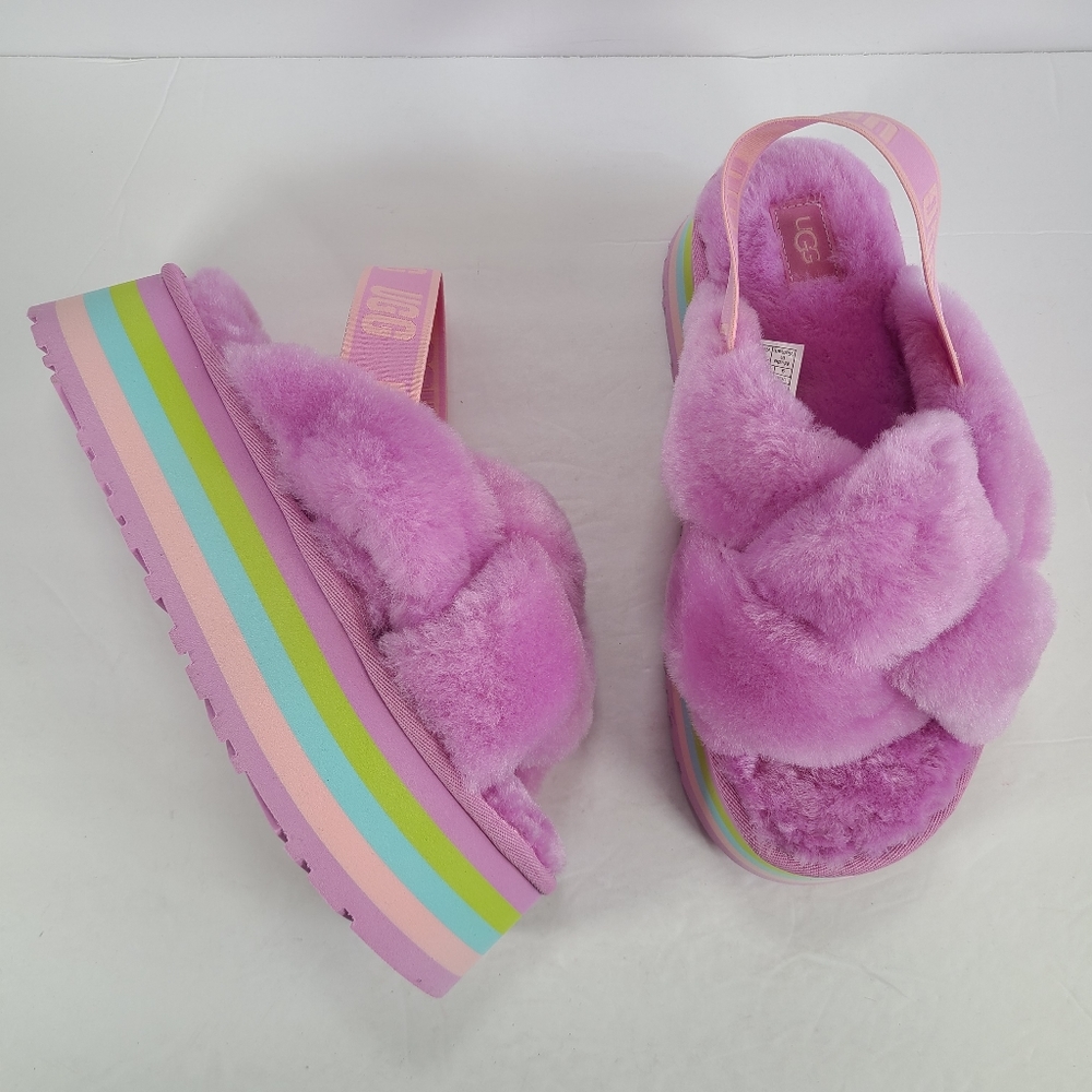 UGG Disco Knot Shearling Platform Sandals Light Purple Pink Women Size 9